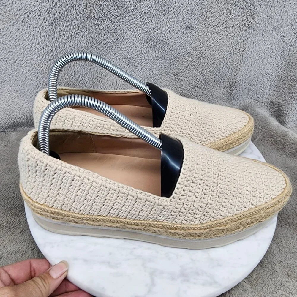 Louise et Cie Shoes Womens Size 8 Calum Cream Crochet Espadrille Flats *GUC*